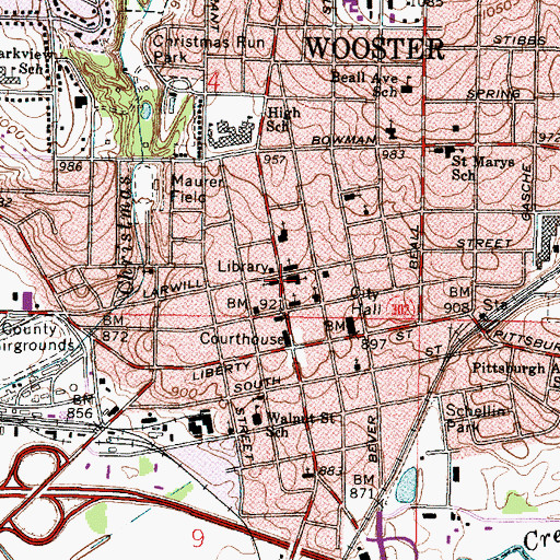 Topographic Map of First Baptist Church, OH