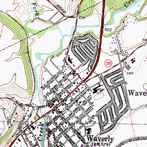 Topographic Map of Waverly Public School (historical), OH