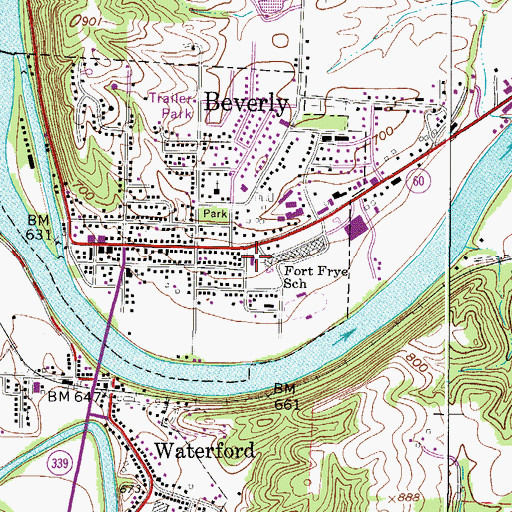 Topographic Map of Beverly Public School (historical), OH