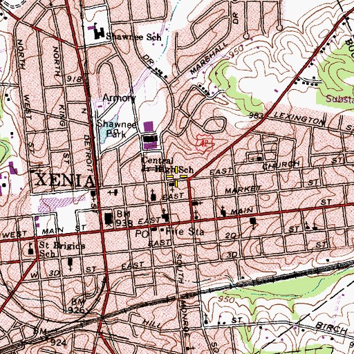 Topographic Map of Xenia Female Academy (historical), OH