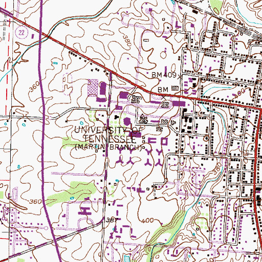 Topographic Map of University Center, TN