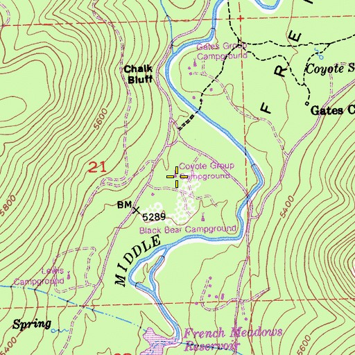 Topographic Map of Coyote Group Campground, CA
