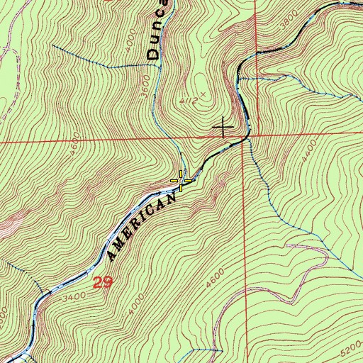 Topographic Map of Duncan Creek, CA