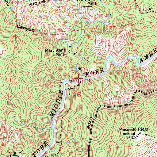 Topographic Map of Eldorado Creek, CA