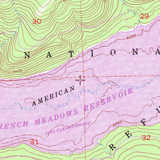 Topographic Map of French Meadows Guard Station (historical), CA