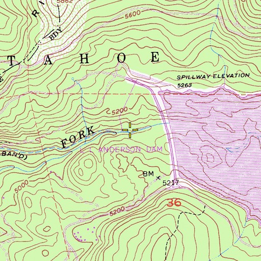 Topographic Map of Red Star Dam (historical), CA