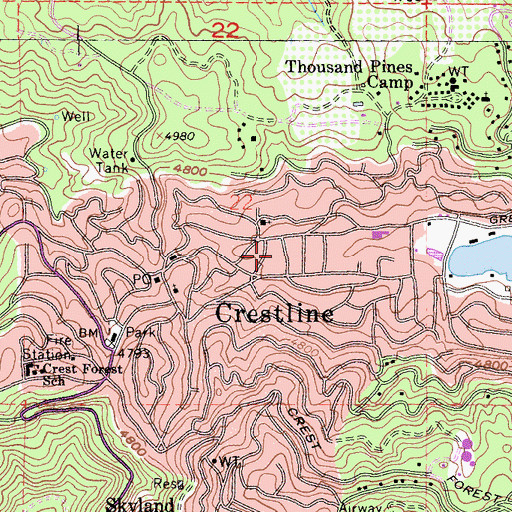 Topographic Map of Huston Flat, CA