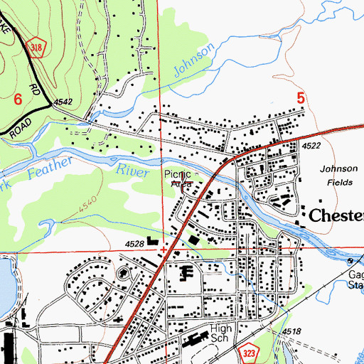 Topographic Map of Chester Park, CA