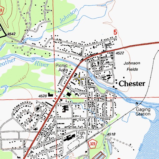 Topographic Map of Chester Post Office, CA