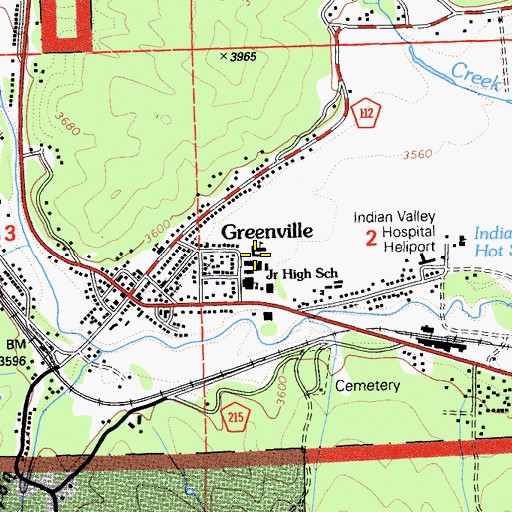 Topographic Map of Greenville Elementary School, CA