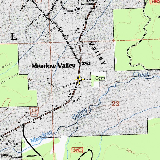 Topographic Map of Meadow Valley School, CA