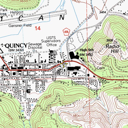 Topographic Map of Plumas Christian School, CA
