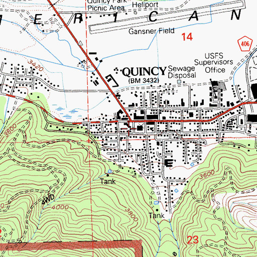 Topographic Map of Plumas County Courthouse, CA