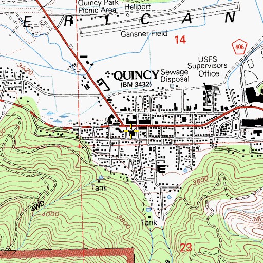 Topographic Map of Plumas County Law Library, CA