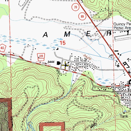 Topographic Map of Plumas District Hospital, CA