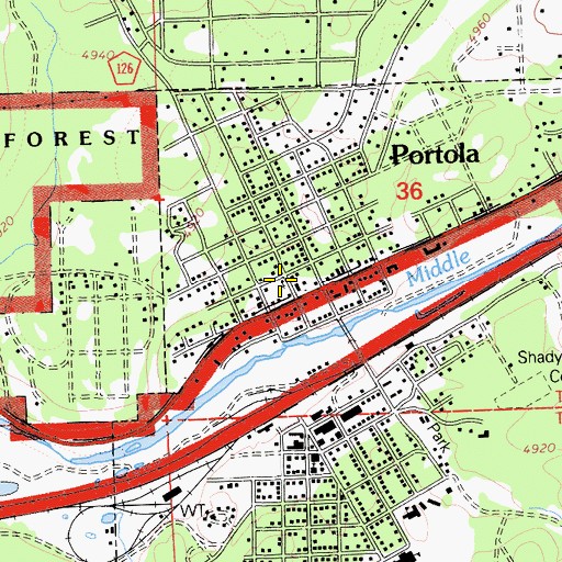 Topographic Map of Portola Church of the Nazarene, CA