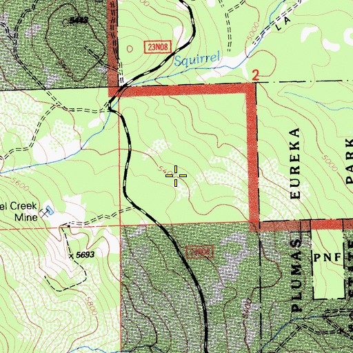 Topographic Map of Squirrel Creek (historical), CA
