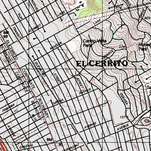 Topographic Map of Christ Lutheran Church, CA