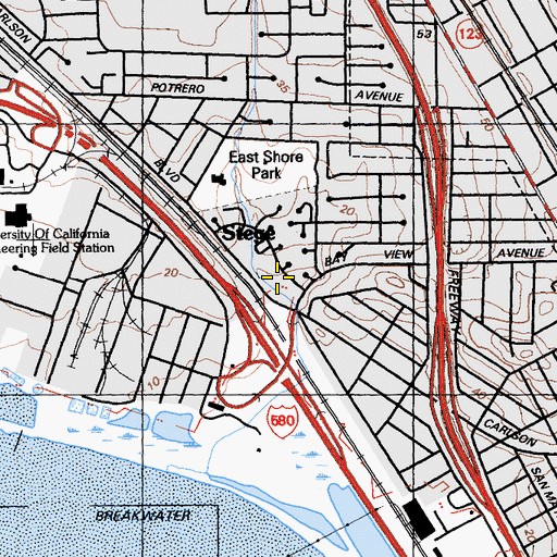 Topographic Map of Crescent Park, CA