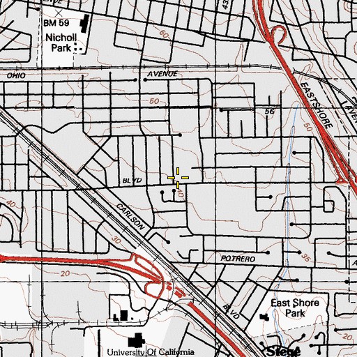 Topographic Map of Easter Hill United Methodist Church, CA
