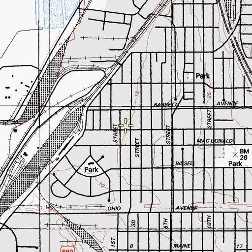 Topographic Map of Kingdom Land Baptist Church, CA