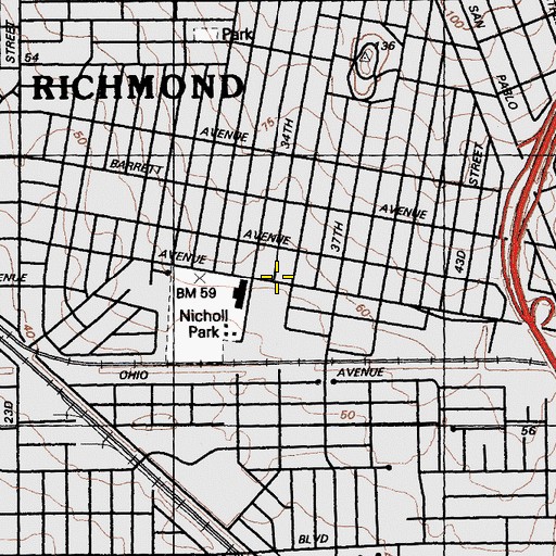 Topographic Map of Mount Cana Missionary Baptist Church, CA
