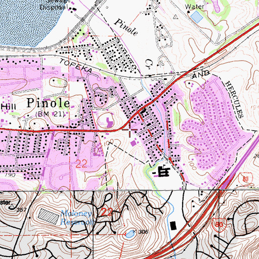 Topographic Map of Pinole City Hall, CA