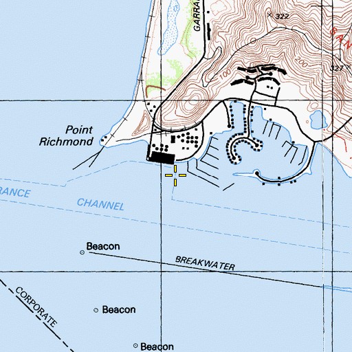 Topographic Map of Richmond Pier, CA