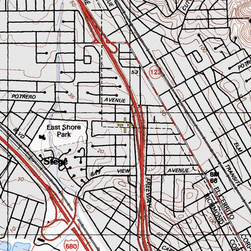 Topographic Map of Saint Peters Methodist Church, CA