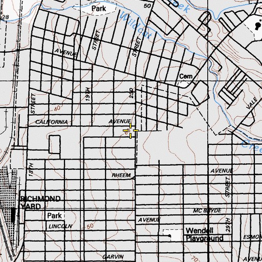 Topographic Map of Spanish Baptist Church, CA
