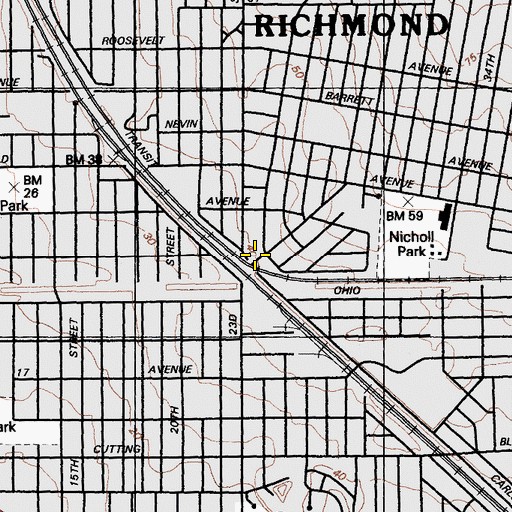 Topographic Map of Station A Richmond Post Office, CA