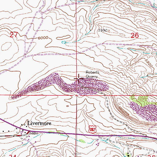 Topographic Map of Roberts Quarry, CO