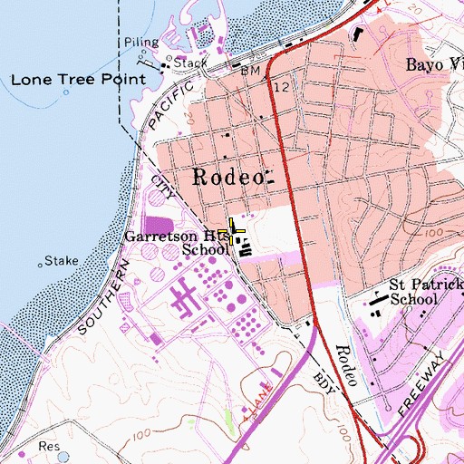 Topographic Map of Rodeo Grammar School (historical), CA