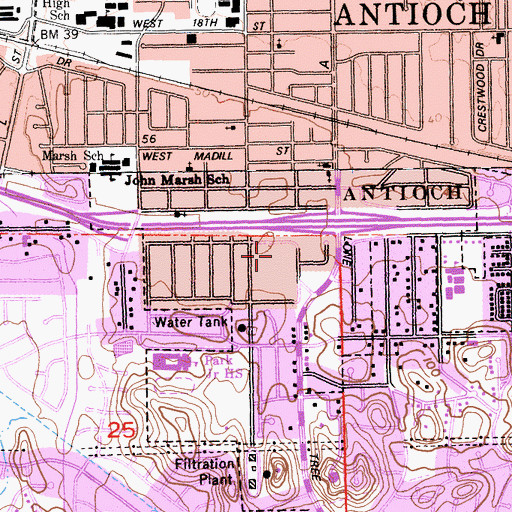 Topographic Map of Antioch Post Office, CA