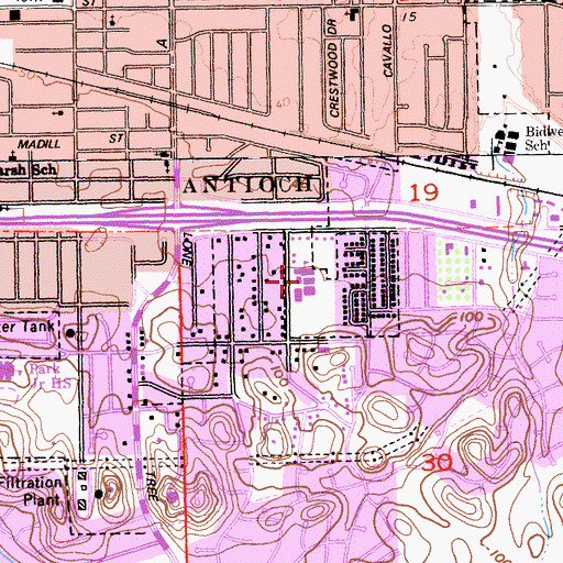 Topographic Map of Belshaw Elementary School, CA