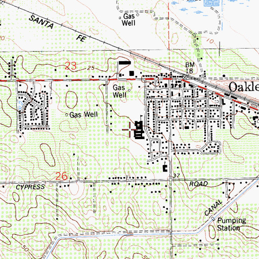Topographic Map of Oakley Elementary School, CA