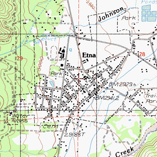 Topographic Map of Etna Elementary School, CA