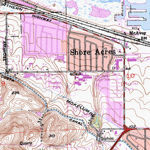 Topographic Map of Riverview Middle School, CA