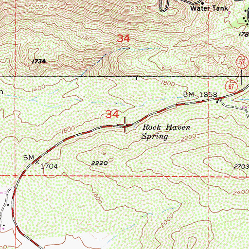 Topographic Map of Rock Haven (historical), CA