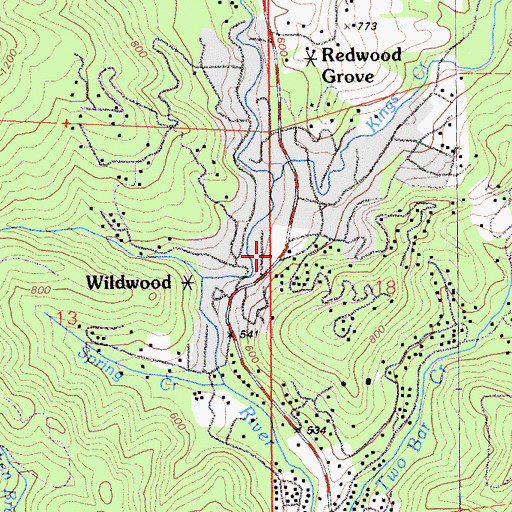 Topographic Map of Rices Junction, CA