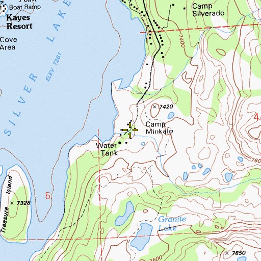 Topographic Map of Camp Minkalo, CA
