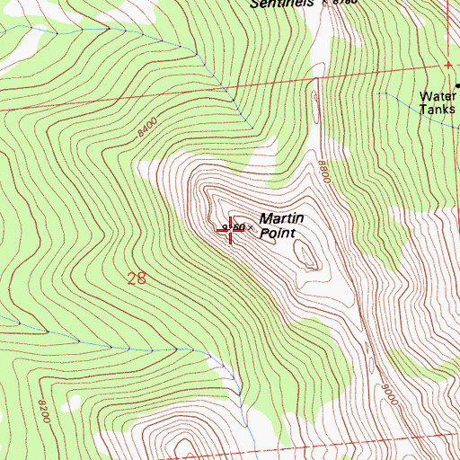 Topographic Map of Martin Point, CA