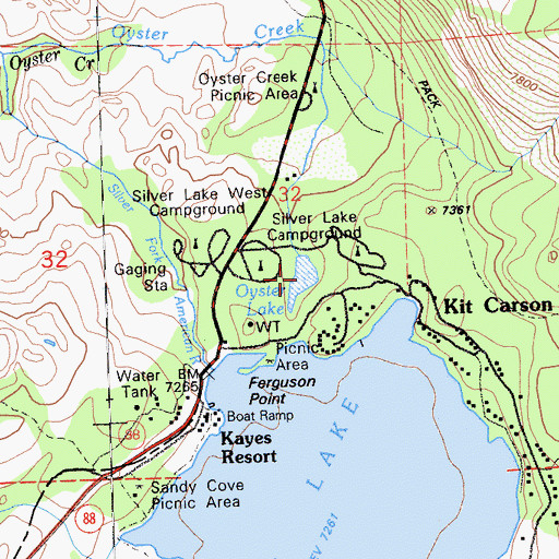 Topographic Map of Oyster Lake, CA