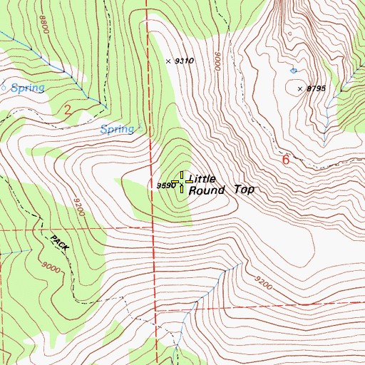 Topographic Map of Little Round Top, CA