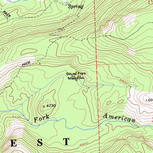 Topographic Map of Silver Fork Meadow, CA