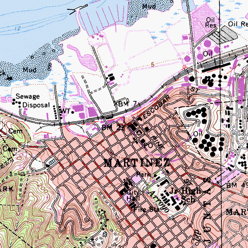 Topographic Map of Contra Costa County Jail, CA