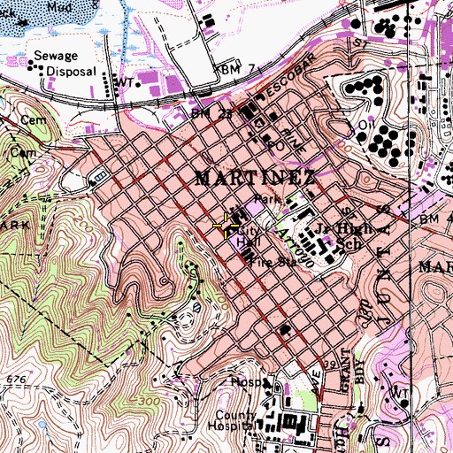 Topographic Map of Martinez City Hall, CA