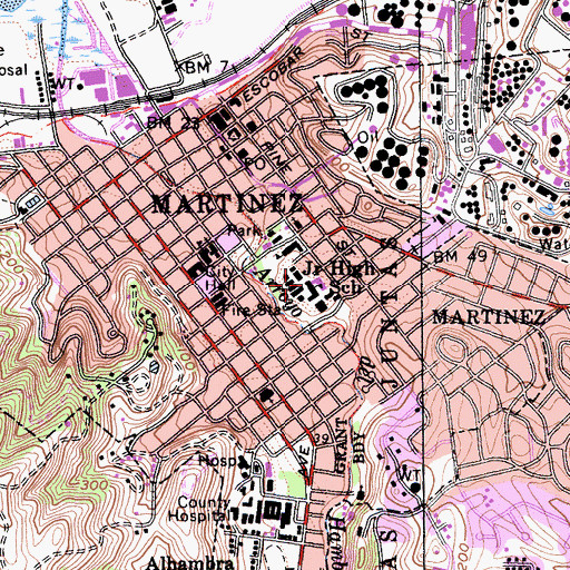 Topographic Map of Martinez Junior High School, CA