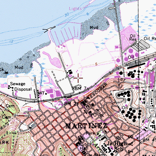 Topographic Map of Martinez Waterfront Park, CA