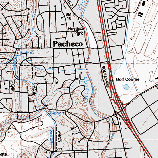 Topographic Map of Shadowood Park, CA
